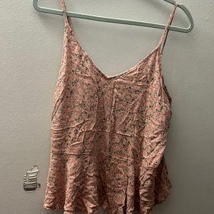 American Eagle Pink Floral Flowy Tank